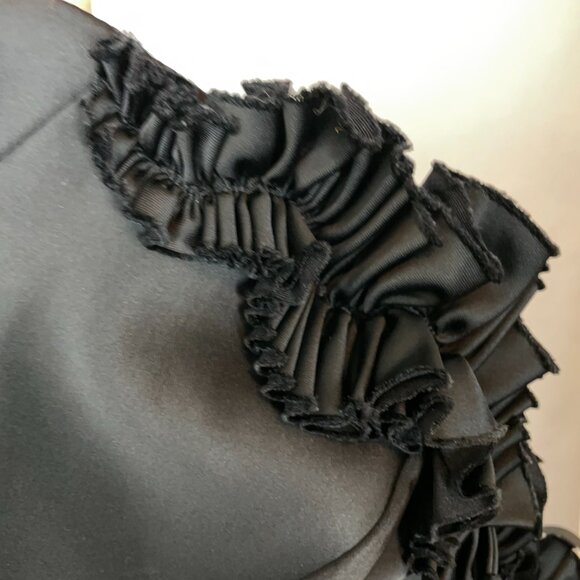 White House Black Market Black Strapless Dress Size 0 Ruffle Sweetheart Neckline - Picture 11 of 13